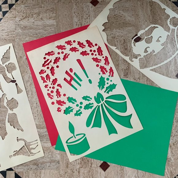 VTG DoublGlo Christmas Stencils Window Spray Snow Decorations 60s Retro - Picture 3 of 8